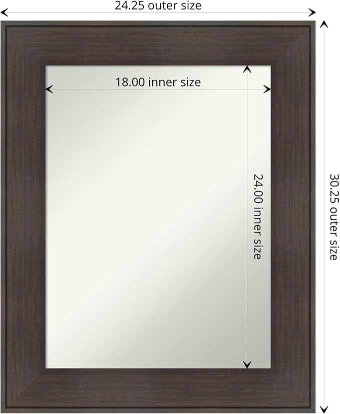 Amanti Art Bronze Bathroom Mirror for Over Sink, 28x22 William Mottled Bronze Narrow Rectangle Vanity Mirror, Medium Casual Frame, Hangs Horizonally and Vertically, Bathroom Wall Decor, Non-Beveled