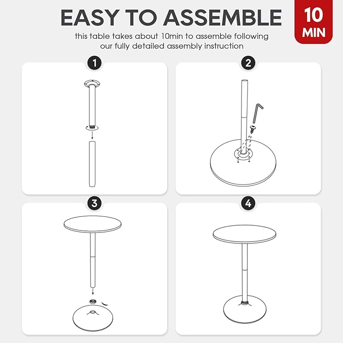 FDW Pub Table 40 Inch Height Cocktail Table Round Bistro Bar Table for Home and Kitchen Dining