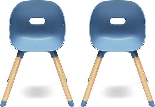 Lalo The Play Chair, Wooden and Non-Toxic Plastic Kids and Toddler Chair - Sturdy Bucket Seat and Easy to Clean Kids Chair with up to 200 lb. Weight Capacity, Set of 2 - Blueberry