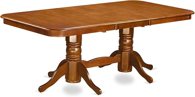 East West Furniture NANA7-SBR-C 7 Piece Dining Room Furniture Set Consist of a Rectangle Kitchen Table with Butterfly Leaf and 6 Linen Fabric Upholstered Chairs, 40x78 Inch, Saddle Brown