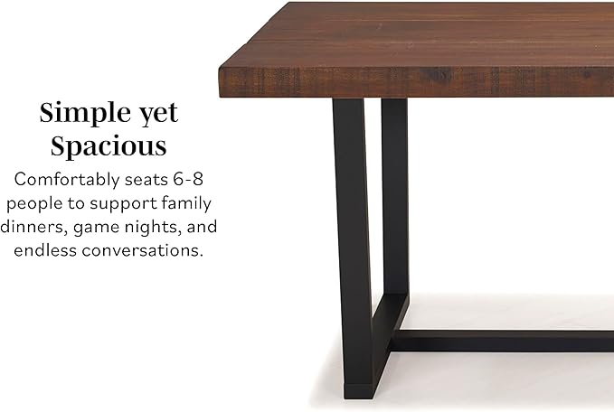 Walker Edison Durango Distressed Solid Wood Dining Table, 72 Inch, Rustic Oak