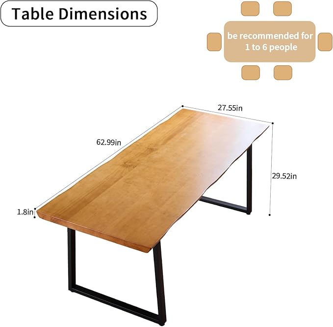 Modern Solid Wood Executive Desk – Spacious and Minimalist Home Office Workstation Perfect for Writing and Professional Use (Light Brown, 62.99in)
