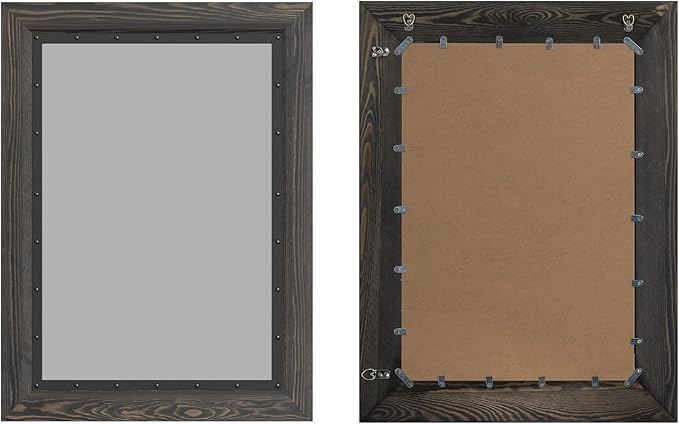 YOSHOOT Rustic Wooden Framed Wall Mirror, 30"x20", Natural Wood and Iron Bathroom Vanity Mirror for Farmhouse Decor, Vertical or Horizontal Hanging