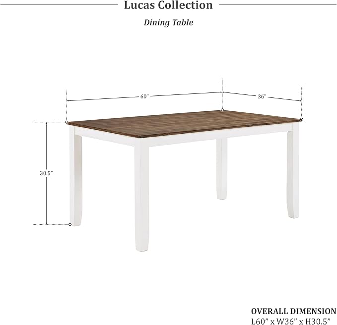 Lexicon Dining Table Set for 6 with Chairs, Solid Wood 7 Piece Farmhouse Dining Room Table and Chairs Set of 6, Cross Back, Easy Assembly Seater for Indoor Home, Dinner, Kitchen, Cherry/White