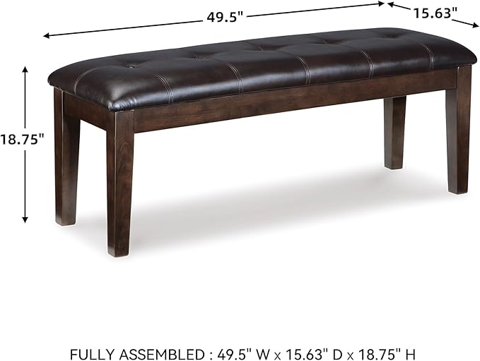 Signature Design by Ashley Haddigan Traditional Upholstered Dining Room Bench, Dark Brown