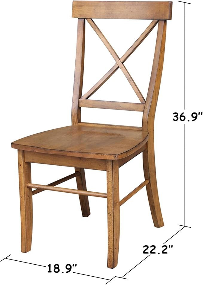 International Concepts Set of Two X-Back Dining Chair, Pecan