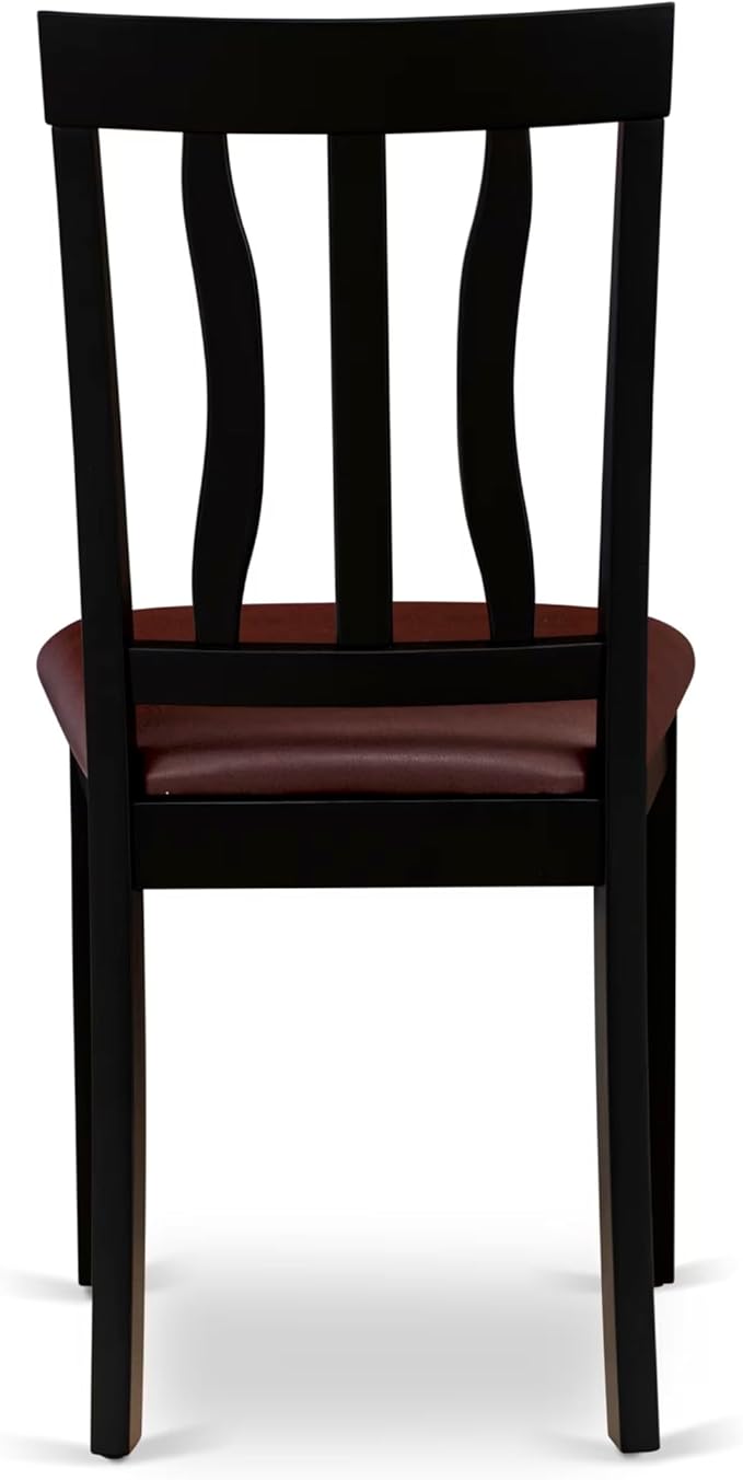 East West Furniture HLAN5-BCH-LC 5 Piece Dining Set Includes a Round Dining Table with Pedestal and 4 Faux Leather Kitchen Room Chairs, 42x42 Inch, Black & Cherry