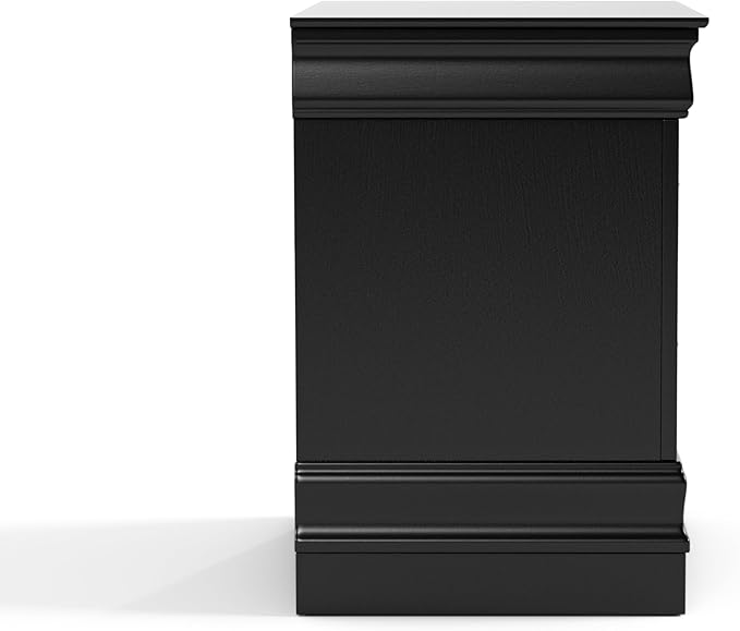 Furniture of America Arabella Traditional Solid Wood Nightstands Set of 2, Bedside Table with Drawers and Antique Nickle Handles, No Assembly Wooden Night Stands for Bedrooms, Guest Room, Dorm, Black