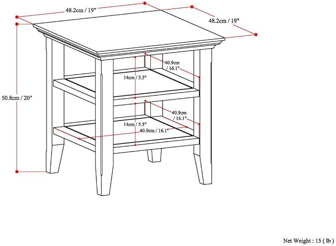 SIMPLIHOME Acadian SOLID WOOD 19 Inch Wide Square Transitional End Table in Distressed Grey, For the Living Room and Bedroom