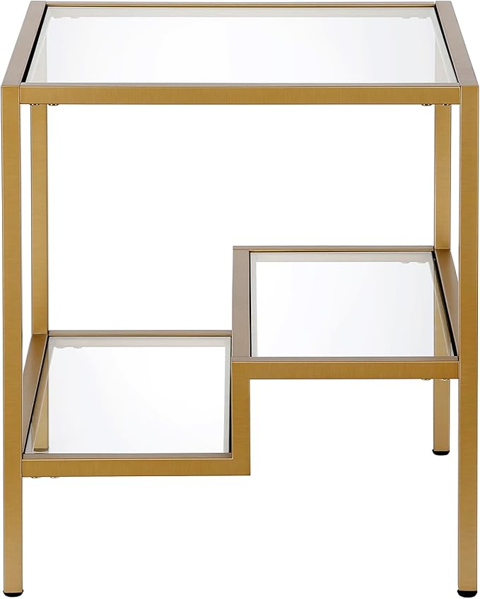 Henn&Hart 20" Wide Square Side Table in Brass, Table for Living Room, Bedroom