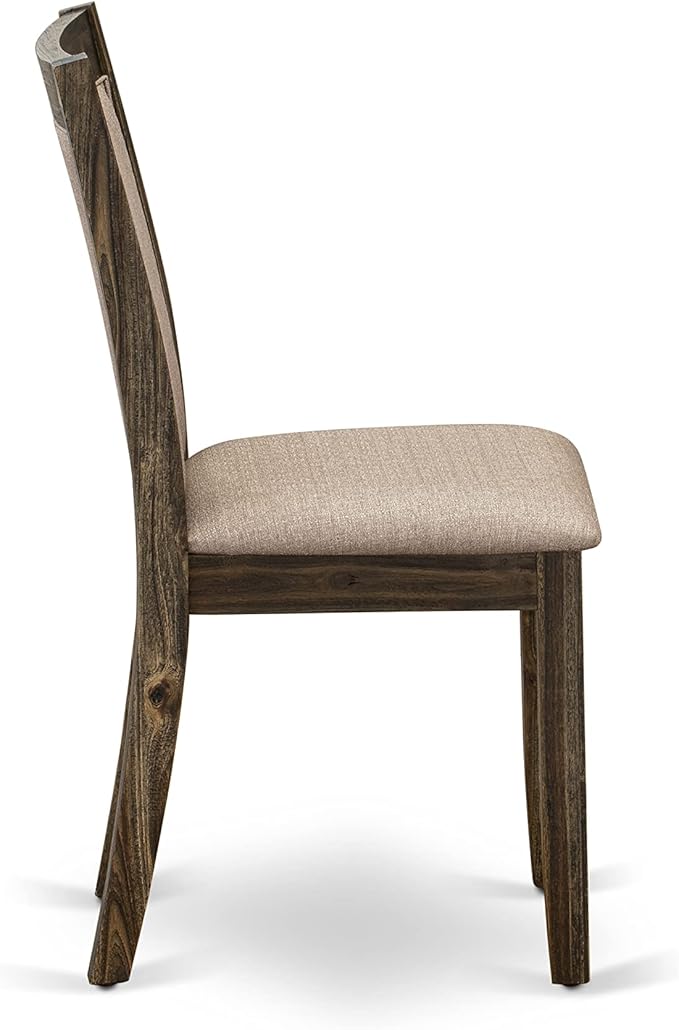 East West Furniture X727MZ716-5 5 Piece Modern Dining Table Set Includes a Rectangle Wooden Table with X-Legs and 4 Dark Khaki Linen Fabric Parson Dining Chairs, 40x72 Inch, Multi-Color