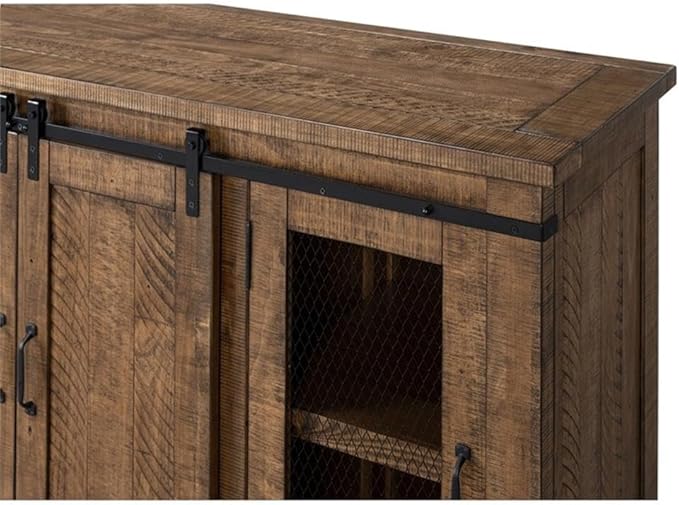 Martin Svensson Home Rustic 65” Solid Wood TV Stand with Storage, Natural Finish