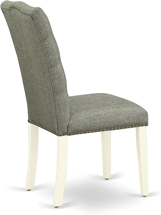 East West Furniture X027EL207-6 6 Piece Dining Set Contains a Rectangle Dining Room Table with X-Legs and 4 Gray Linen Fabric Parson Chairs with a Bench, 40x72 Inch, Multi-Color