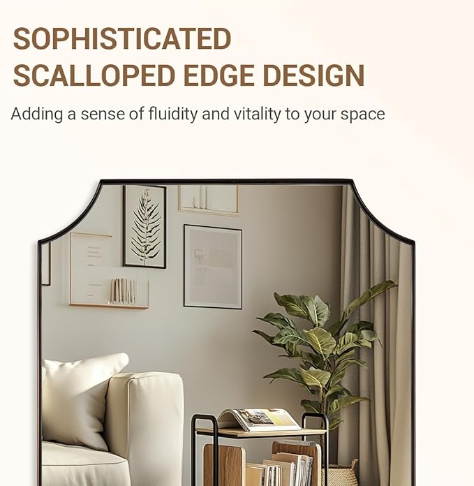 ANDY STAR 30x40 Inch Bathroom Mirror, Brushed Bronze Rectangle Scalloped Mirror, Antique Bronze Mirror with Premium Stainless Steel Metal Frame, Large Wall-Mounted Mirror (Horizontal/Vertical)