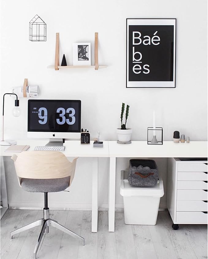 Kaboon 48"x26" Universal Table Top, Solid One-Piece Desktop, Reversible Melamine Countertop, Double Desks, L-Desk DIY, White