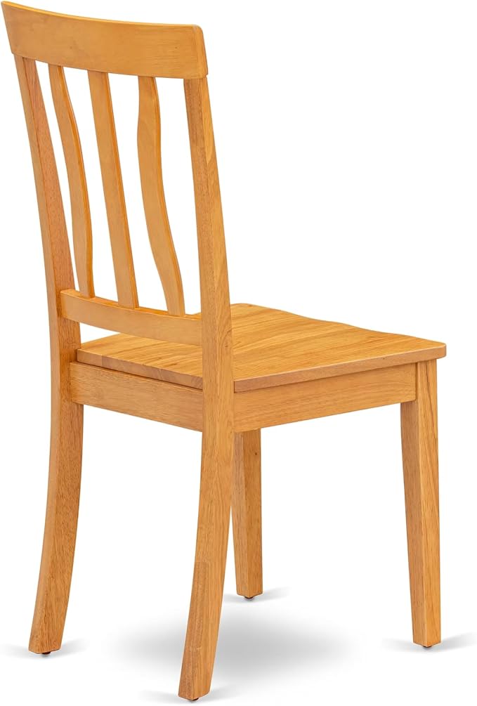 East West Furniture ANTI5-OAK-W 5 Piece Dining Room Table Set Includes a Round Wooden Table with Pedestal and 4 Kitchen Dining Chairs, 36x36 Inch, Oak