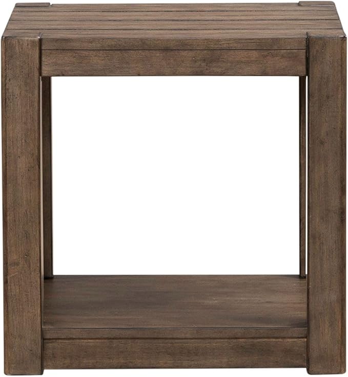 Liberty Furniture Broadmore Living Room Square Chairside Table - Cobblestone Brown