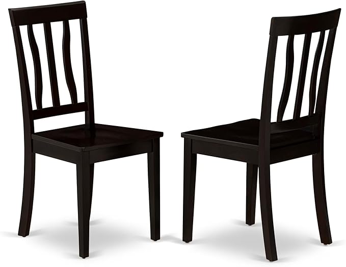 East West Furniture ANTI5-CAP-W 5 Piece Dinette Set for 4 Includes a Round Kitchen Table with Pedestal and 4 Dining Chairs, 36x36 Inch, Cappuccino
