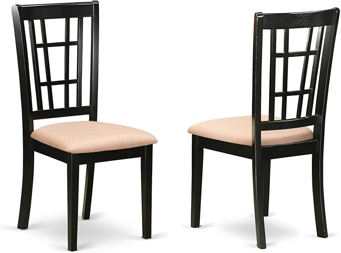 East West Furniture PLNI7-BCH-C 7 Piece Dining Room Furniture Set Consist of an Oval Kitchen Table with Butterfly Leaf and 6 Linen Fabric Upholstered Chairs, 42x78 Inch, Black & Cherry