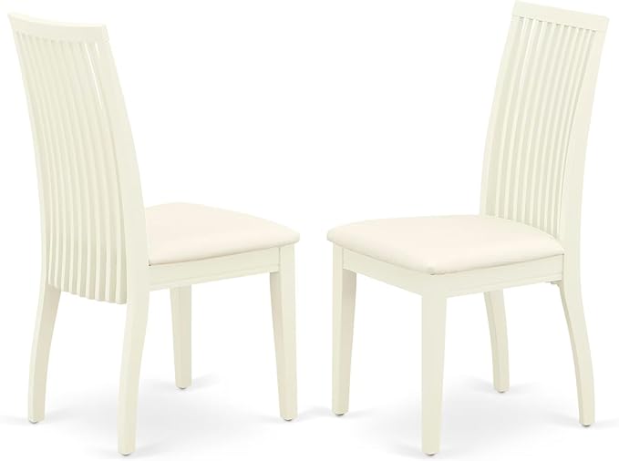 East West Furniture DMIP5-LWH-C 5 Piece Modern Dining Table Set Includes a Round Wooden Table with Dropleaf and 4 Linen Fabric Upholstered Dining Chairs, 42x42 Inch, Linen White