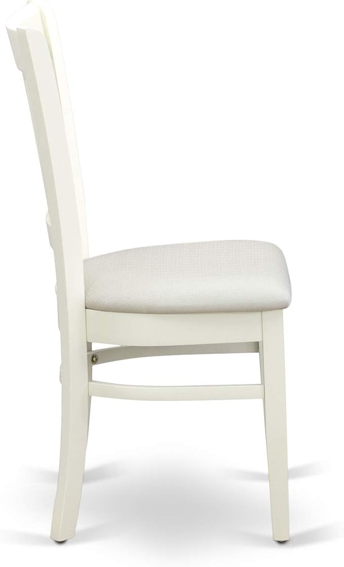 East West Furniture NDVA3-LWH-C 3 Piece Kitchen Table & Chairs Set Contains a Rectangle Dining Room Table with Dropleaf and 2 Linen Fabric Upholstered Chairs, 30x48 Inch, Linen White