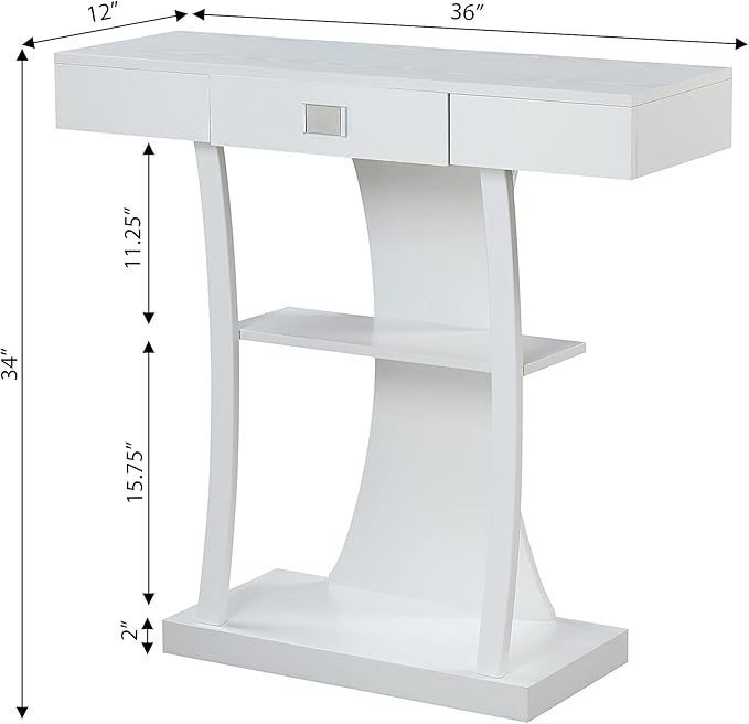 Convenience Concepts Newport Harri Console Table 36" - Modern Sofa Table with Storage Shelves, One Drawer Narrow Entryway Hall Table for Living Room, Charcoal Gray