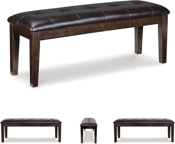 Signature Design by Ashley Haddigan Traditional Upholstered Dining Room Bench, Dark Brown