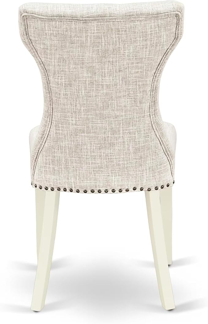 East West Furniture V097GA235-7 7 Piece Kitchen Table & Chairs Set Consist of a Rectangle Dining Room Table with V-Legs and 6 Doeskin Linen Fabric Parson Chairs, 40x72 Inch, Multi-Color