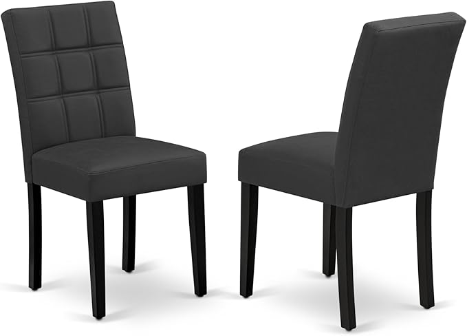 East West Furniture LGAS7-BLK-12 7 Piece Dinner Table Set Contain A Dining Table and 6 Dark Gray Polyester Fabric Person Chairs with Stylish Back- Black Finish