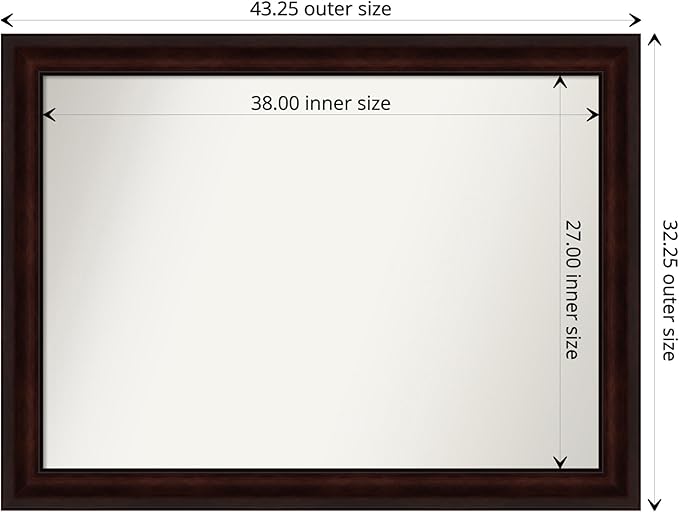 Amanti Art Silver Bathroom Mirror for Over Sink, 31x42 Classic Honey Silver Rectangle Vanity Mirror, X-Large Casual Frame, Hangs Horizonally and Vertically, Bathroom Wall Decor, Non-Beveled Edge