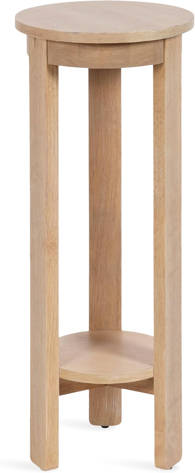 Kate and Laurel Foxford Modern Tiered Round Drink Table, 12 x 12 x 30, Light Natural, Transitional Two-Tier Circle Plant Stand for Use as Living Room Pedestal Table or Small Bedroom Nightstand