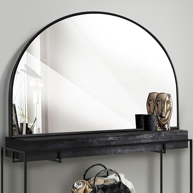 WAMIRRO Big Black Arched Mirror,48"X36"Large Farmhouse Bathroom Mantel Oversized Black Horizontal Wide Mirrors for Entryway/Living Room/Fireplace