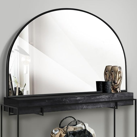 WAMIRRO Big Black Arched Mirror,48"X36"Large Farmhouse Bathroom Mantel Oversized Black Horizontal Wide Mirrors for Entryway/Living Room/Fireplace