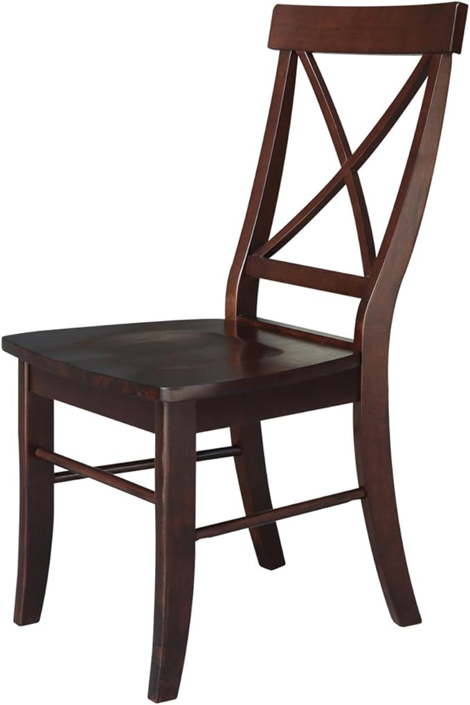 International Concepts X- Back Chair, with Solid Wood Seat, Java