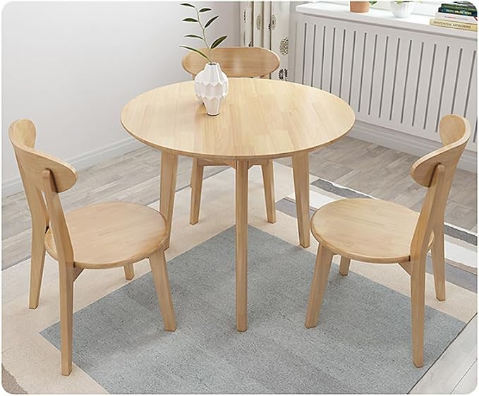 Simplicity Solid Wood Dining Table, Round for 2-4, Natural Wood Furniture for Small Space, 31.5 Inches Coffee Table, Easy Assembly