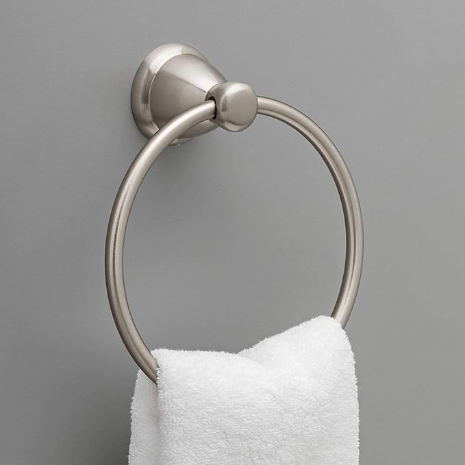 Franklin Brass Kinla 3-Piece Bathroom Set Satin Nickel 24" Towel Bar Rack, Toilet Paper Holder, Ring 3-Piece Hardware KIN3PC-SN
