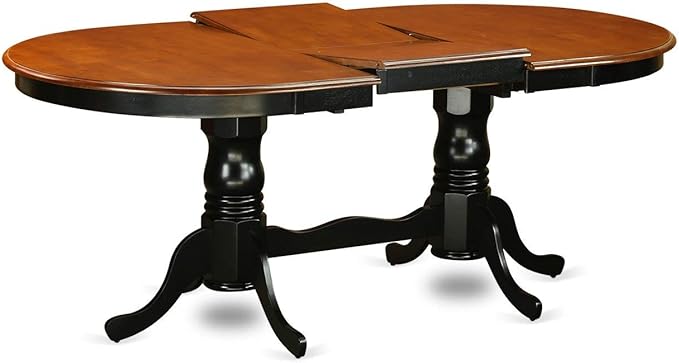 East West Furniture PLAI9-BLK-W 9 Piece Kitchen Table Set Includes an Oval Dining Table with Butterfly Leaf and 8 Dining Room Chairs, 42x78 Inch, Black & Cherry