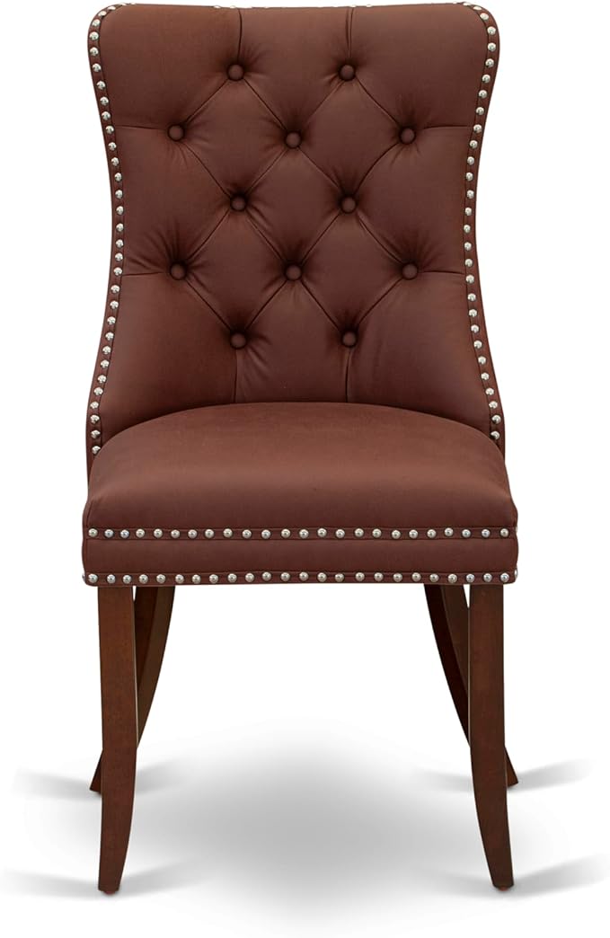 East West Furniture DODA5-MAH-26 5 Piece Dinette Set Consists of a Rectangle Dining Table with Butterfly Leaf and 4 Polyester Fabric Parson Chairs, 42x78 Inch, Mahogany