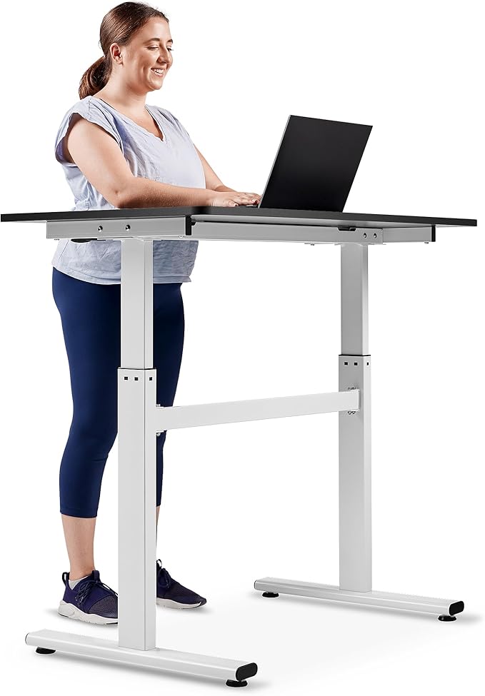 Sunny Health & Fitness Multi-Purpose Air-Drive Adjustable Standing Desk, Pneumatic Air Lifting, Electricity-Free, Scratch-Resistant Surface with up to 47.2" Height, Treadmill Compatible SF-A023001