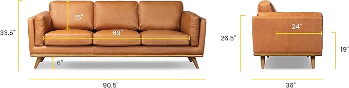 Poly & BARK Cádiz 90" Sofa in Bourbon Tan