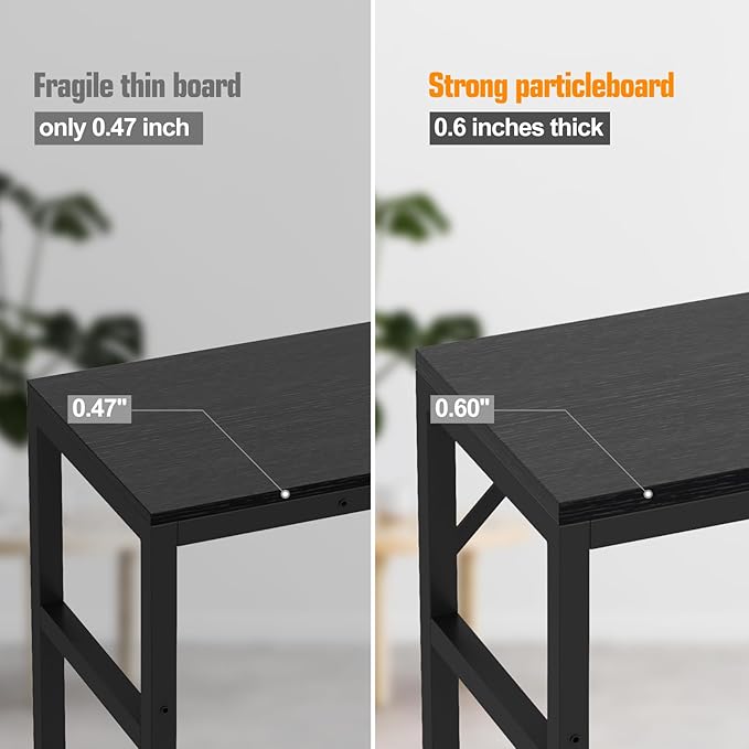 Narrow Console Table for Entryway, 29.5” Entryway Table with Shelf, Industrial Thin Sofa Table with 2 Support Bars Behind Couch, Display Tables for Living Room, Bedroom, Foyer, Black