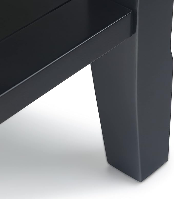 SIMPLIHOME Acadian 14-inch Wide Solid Wood Narrow End Table in Black, Transitional-Style Side Table for Living Room, Bedroom, or Family Room with 2 Open Shelves