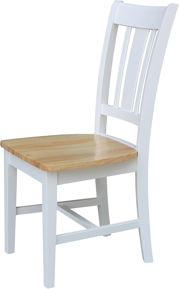 International Concepts San Remo SplatBack Dining Chairs Set of 2 White/Natural Parawood Construction - Solid Wood|17.3" W x 21.9" D x 38.2" H | 225 lb Weight Capacity - Chairs, White/Natural