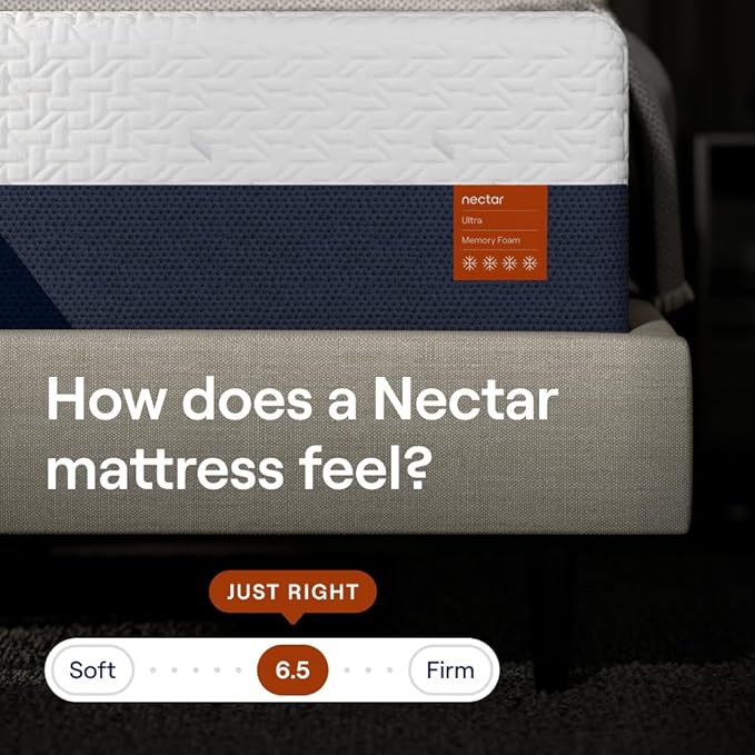 Nectar Ultra Queen Adjustable Base & 15” Mattress - Head & Foot Incline - Medium Firm Memory Foam - Cooling Upgrade - 3 Massage Settings - 365-Night Mattress Trial
