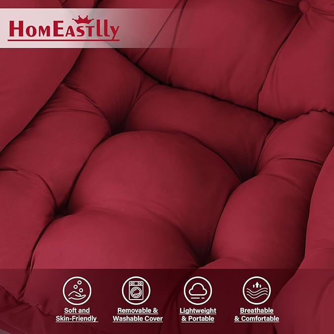Lazy Chair with Ottoman, Large Modern Lounge Accent Chair with Armrests and Footrest, Reading Armchair with Ottoman, Leisure Sofa Chair for Living Room, Bedroom, Dorm Room, Office（Burgundy）