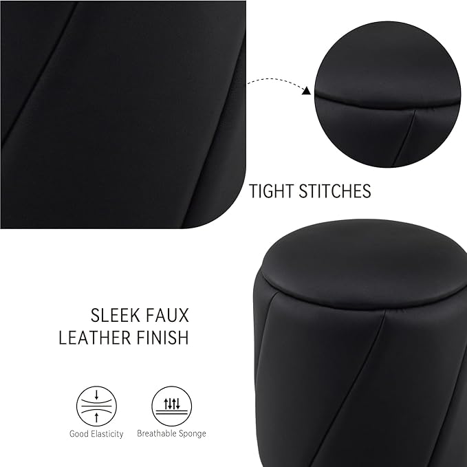 Get Set Style Modern Round Ottoman with Soft Padded Seat, Multifunctional Vanity Chairs for Makeup, Upholstered Footrest Stool Ottoman Foot Stool for Living Room, Bedroom