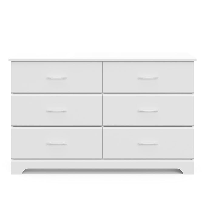 Storkcraft Brookside 6 Drawer Double Dresser (White) – GREENGUARD Gold Certified, Dresser For Nursery, Kids, Chest Of Drawers