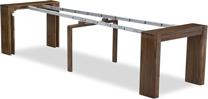 X07DA-B08-32 - 9 Pieces Dining Table Set contains an Extendable Rectangle Kitchen Table, 7 Polyester Fabric Dining Chairs and 1 Modern Bench, 39x120 Inch, Antique Walnut