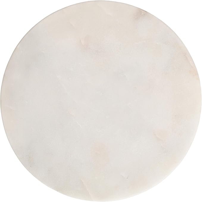 Kate and Laurel Helio Modern Round Marble Drink Table, 8 x 8 x 24, White and Antique Brass, Natural Marble Martini Table for Use as Small Plant Stand or Mini Nightstand
