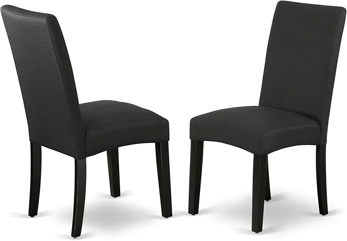 East West Furniture V676DR124-5 5 Piece Dinette Set for 4 Includes a Rectangle Dining Table with V-Legs and 4 Black Color Linen Fabric Parson Dining Room Chairs, 36x60 Inch, Multi-Color